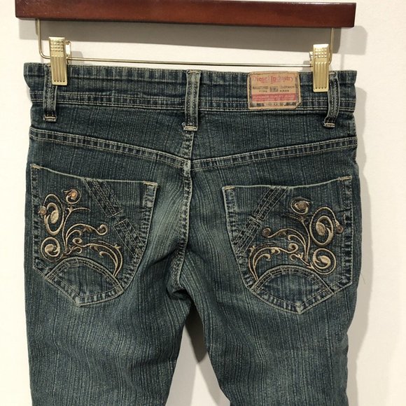 Diesel Industry Womens Jeans Cropped Size 30 28x21 Studded Embroidered - Picture 4 of 12